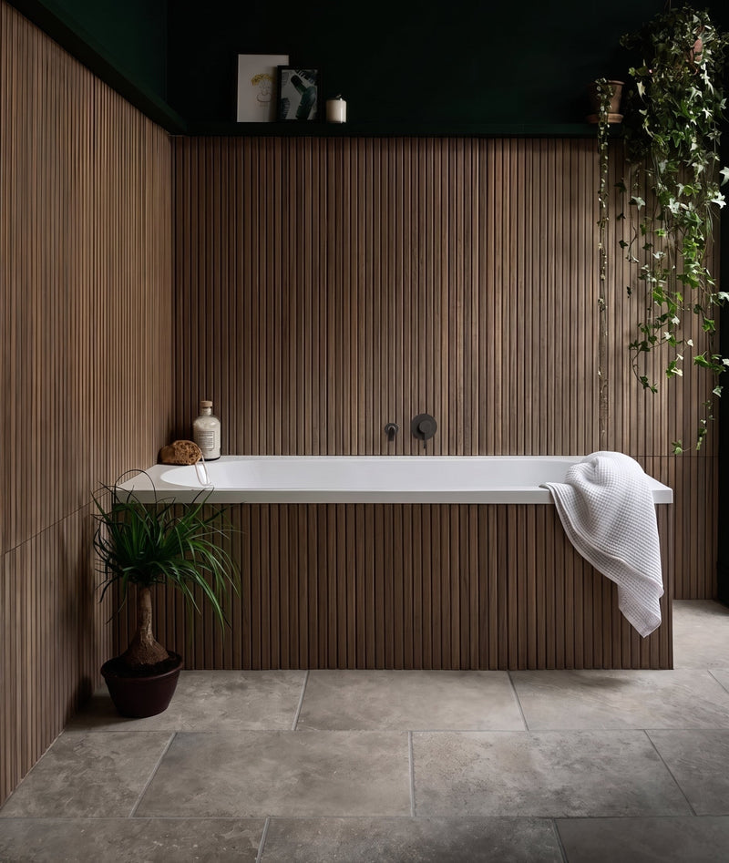 Kinfolk Porcelain Teak tiles from Hyperion Tiles