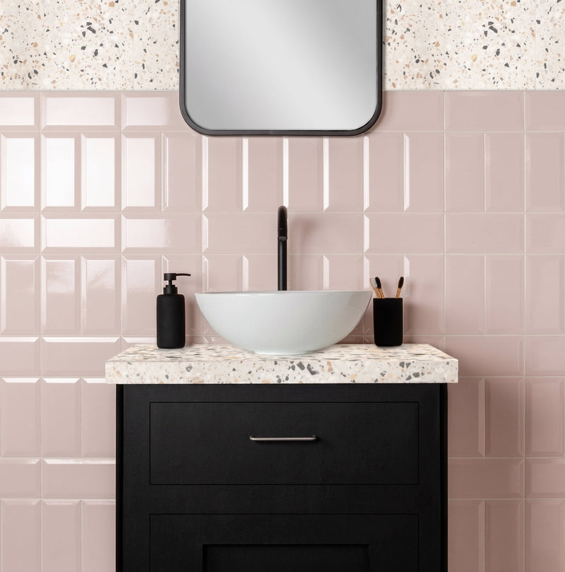 Metro Light Pink Gloss ceramic wall and floor tiles 20 x 10cm from Hyperion Tiles