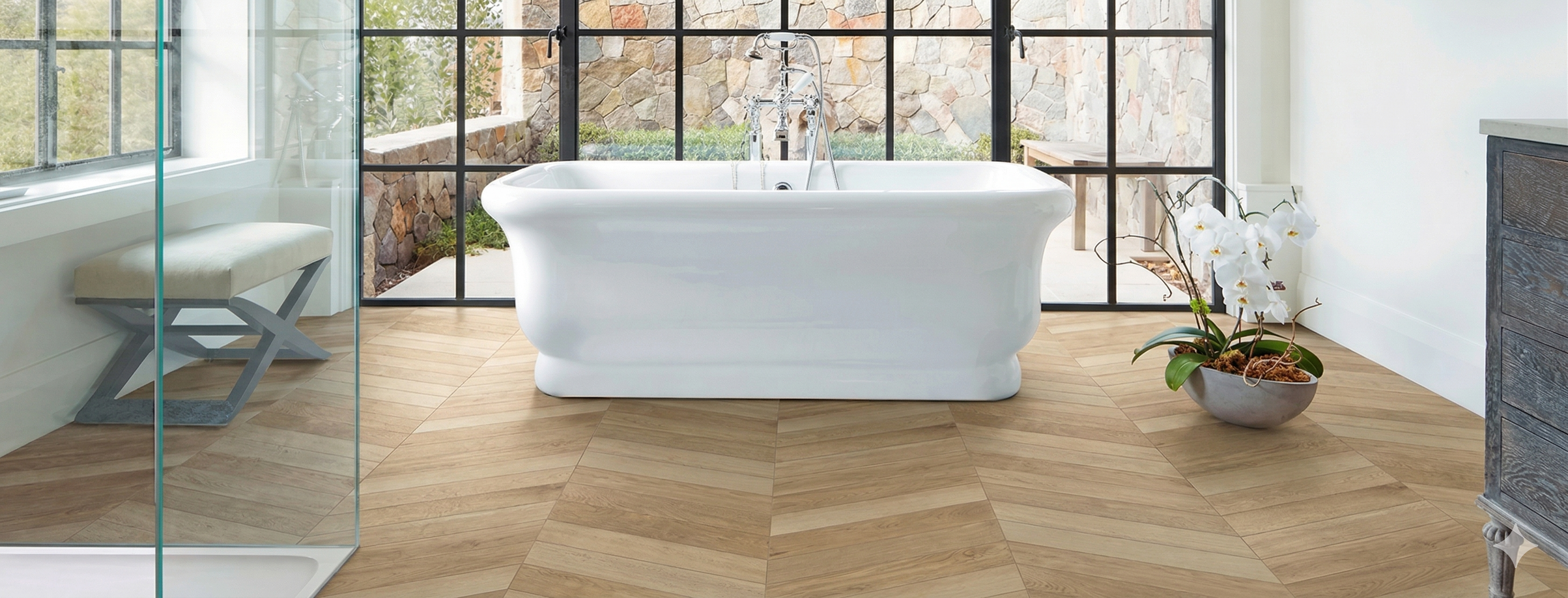 Tree-Soul Neutral Chevron Matt tiles from Hyperion Tiles