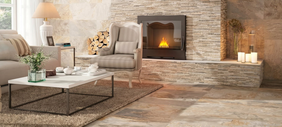 Ardesia Ocre Muro rustic floor tiles