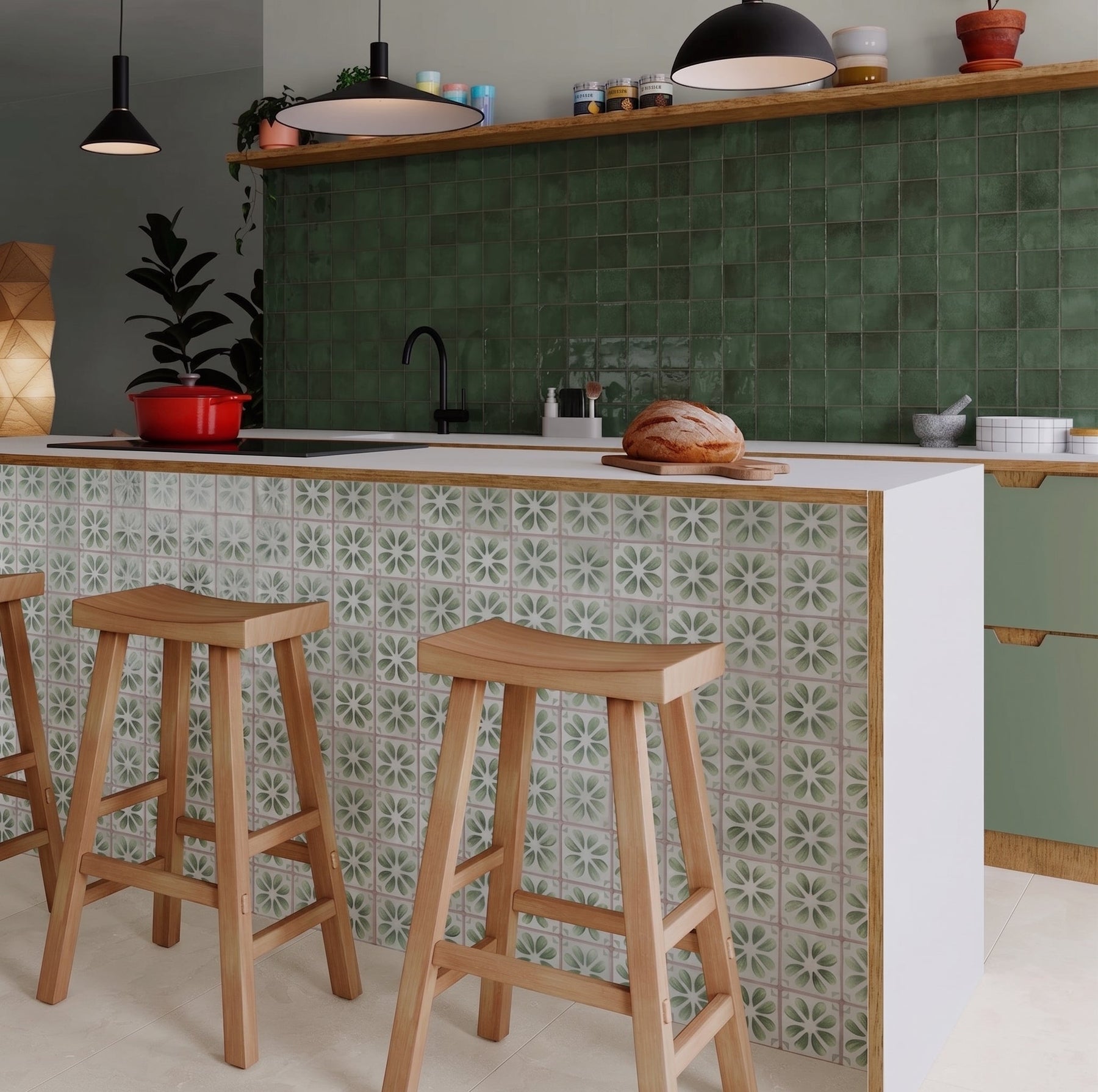 Dakota Flora and Dakota Ivy kitchen tile