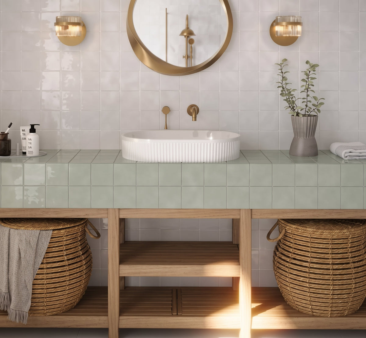 Remy Sage Square Tiles