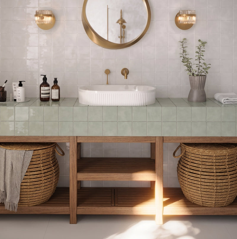 Waxman Ceramics Remy Sage Square tiles from Hyperion Tiles