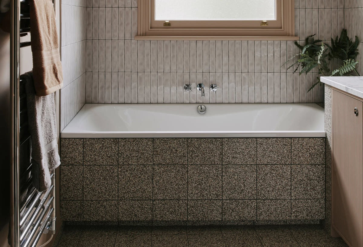 Terrazzo style tiled bathroom