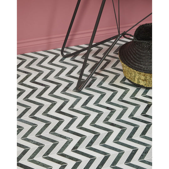 Milan Amazon Marble Herringbone Mosaic - alternate view