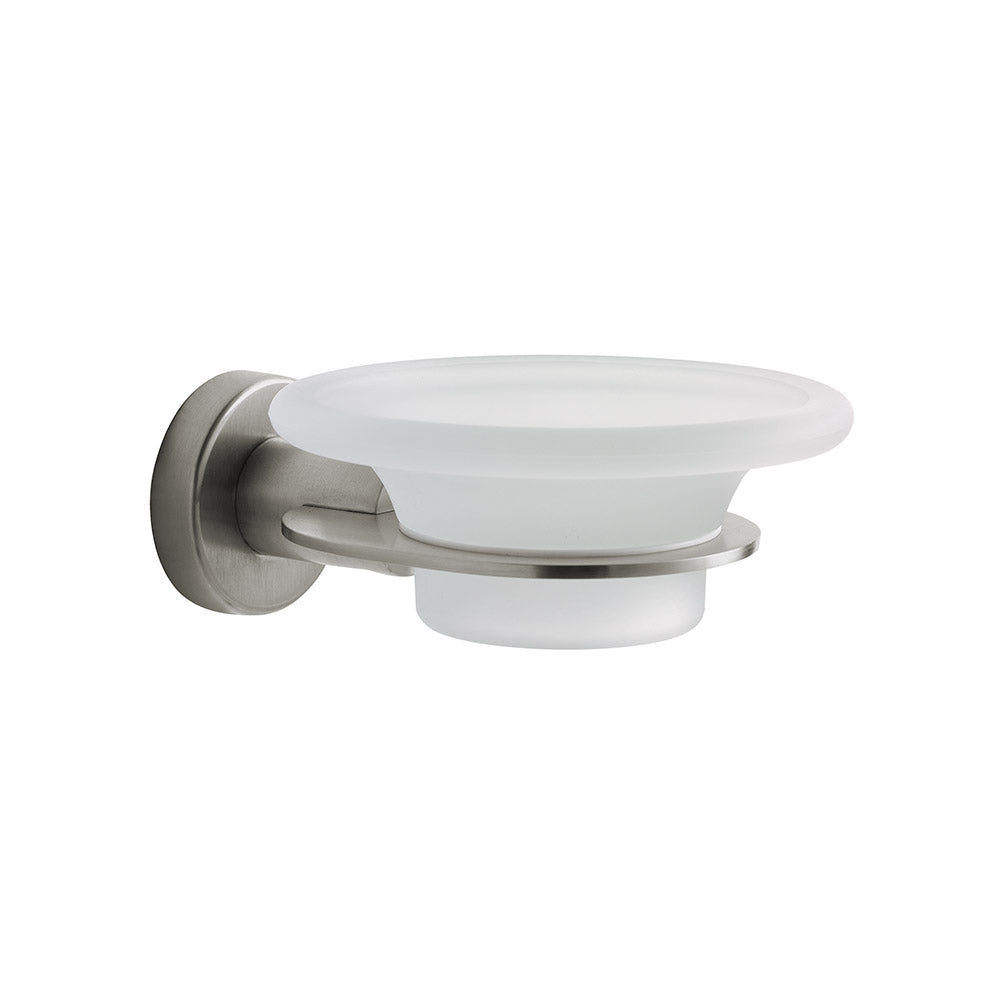 Tecno Project Glass Soap Dish in Brushed Nickel - Origins Living