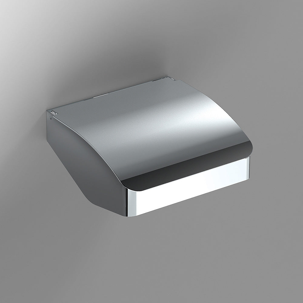 S Cube Toilet Roll Holder with Flap in Chrome - Origins Living