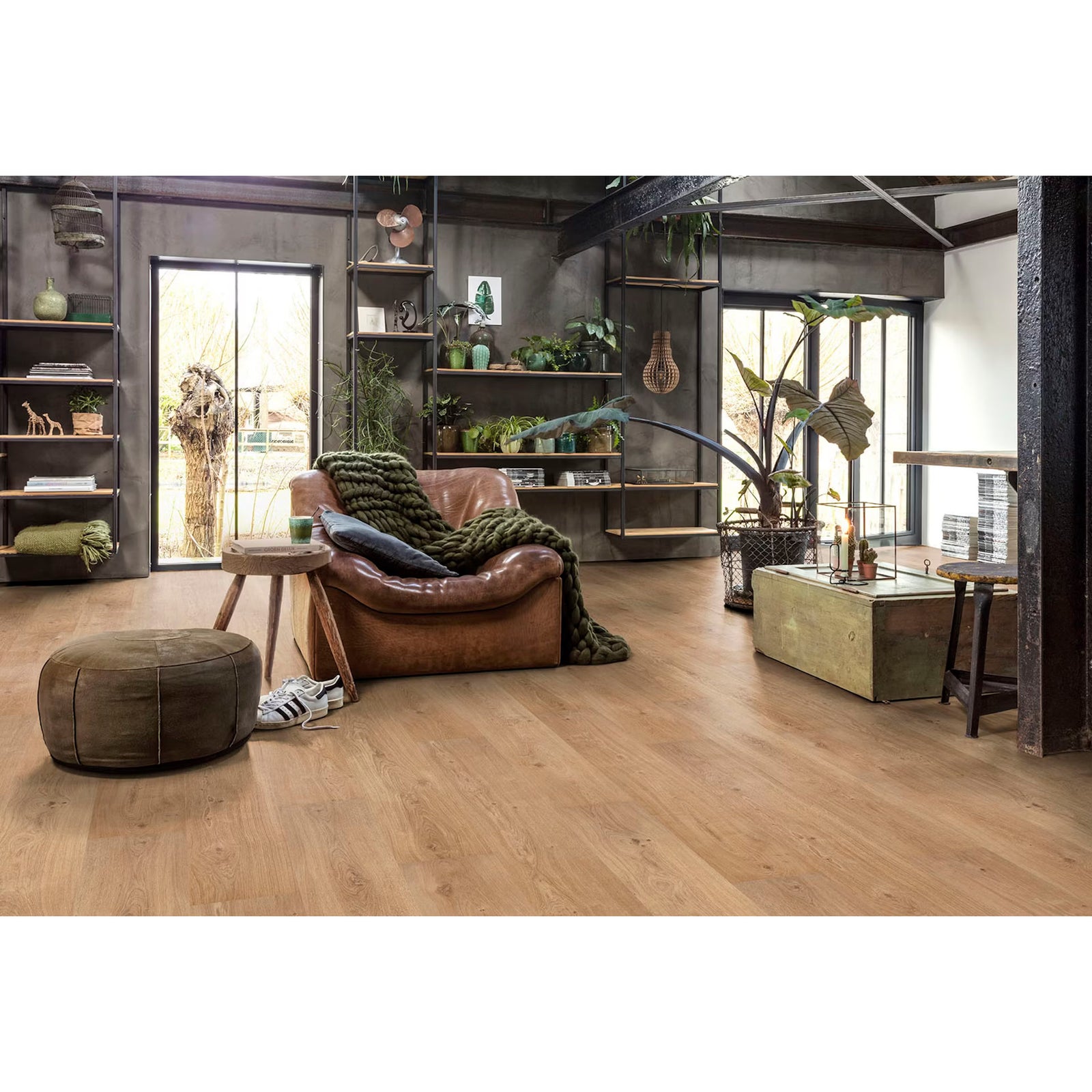Warm-toned cognac f019 long vinyl planks featuring a natural wood grain pattern and durable wood-look finish