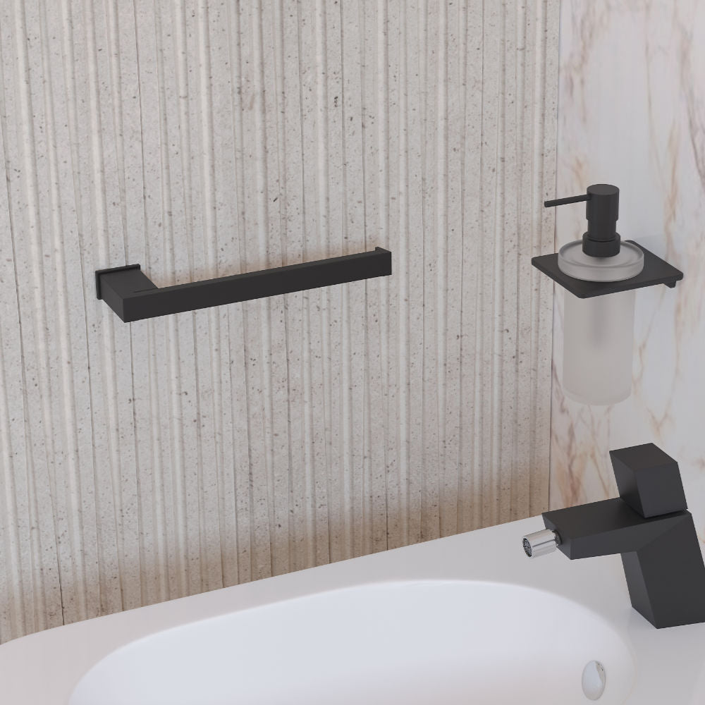 S Cube Open Towel Bar in Black - Origins Living, view 2