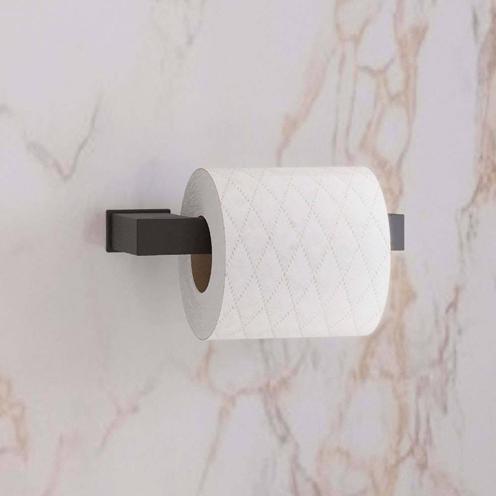 S Cube Open Toilet Roll Holder in Black - Origins Living, view 2