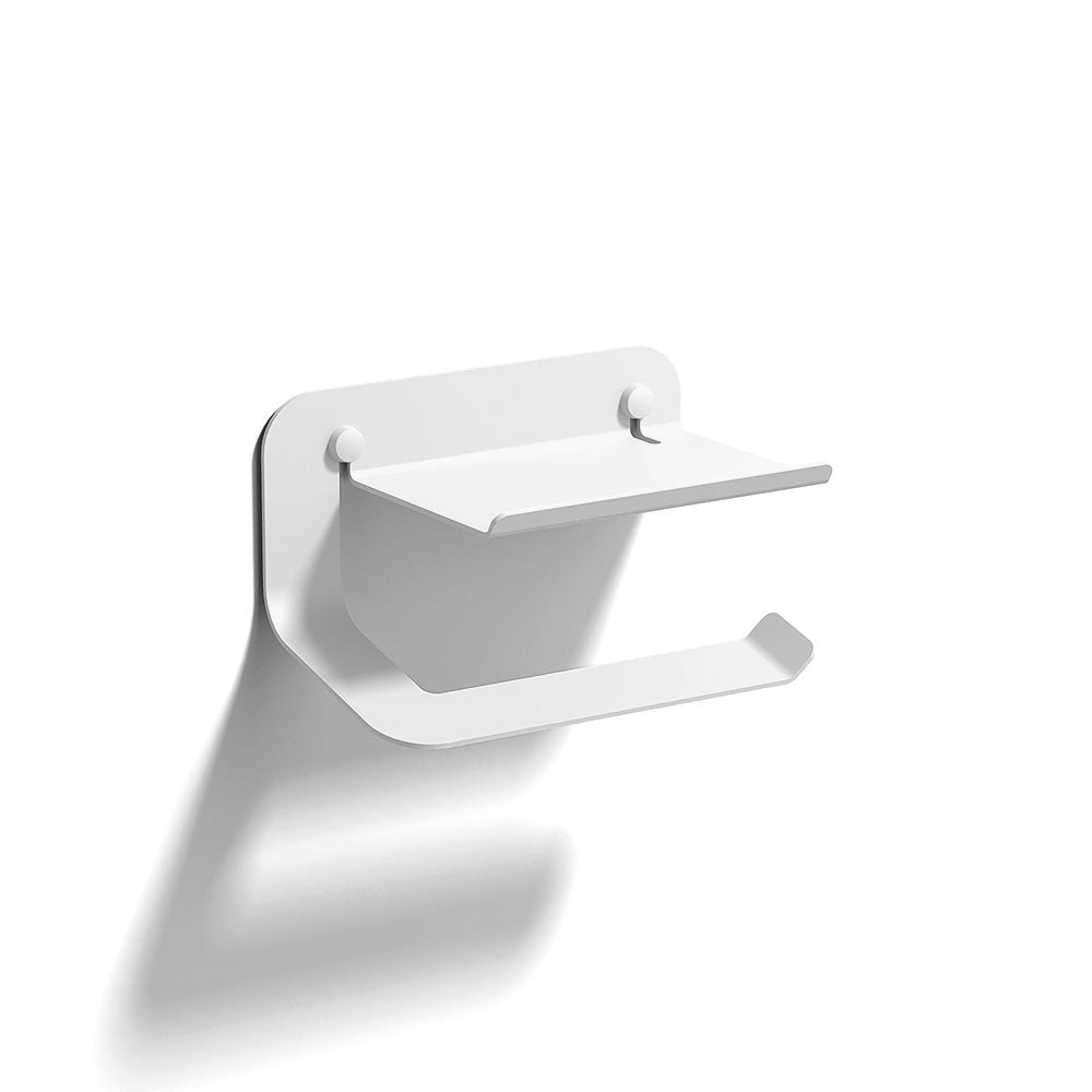 Quick Toilet Roll Holder with Shelf in White - Origins Living