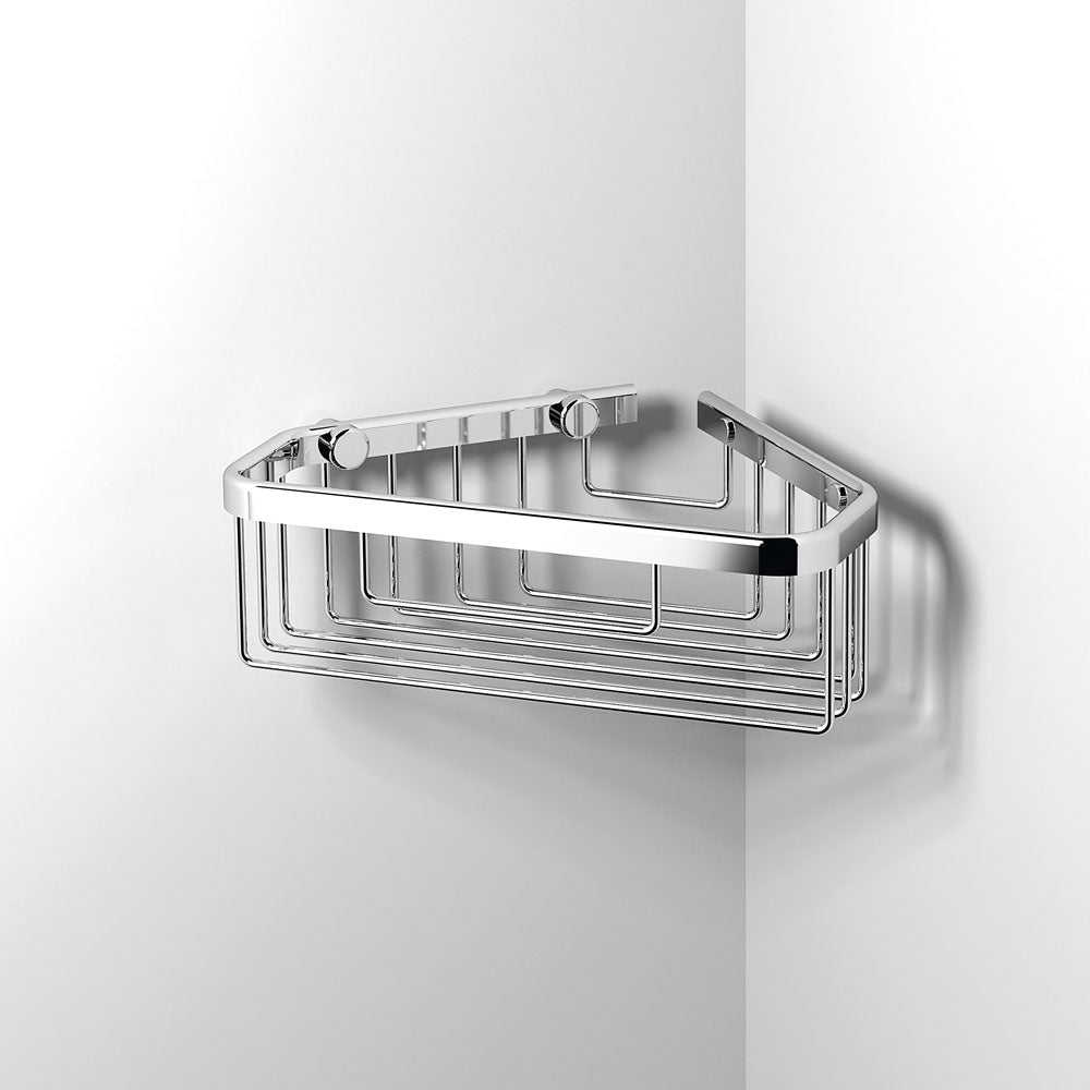 Large Corner Shower Basket in Chrome - Origins Living, view 2