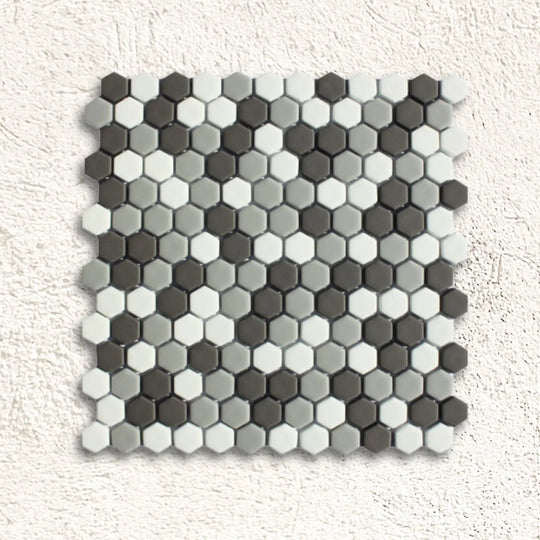 Ritz Brumoso Mix Grey 30.2 x 30cm glass marble effect hexagon mosaic tile face