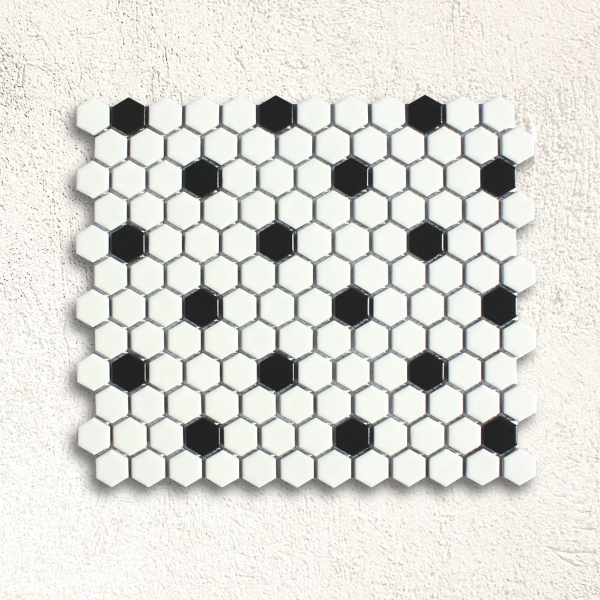 Shapes Hexagon White & Black 26 x 30cm porcelain mosaic face