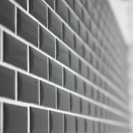 Shapes Mini Metro Bevel Gloss Black 30 x 30cm Porcelain Mosaic Tile - alternate view
