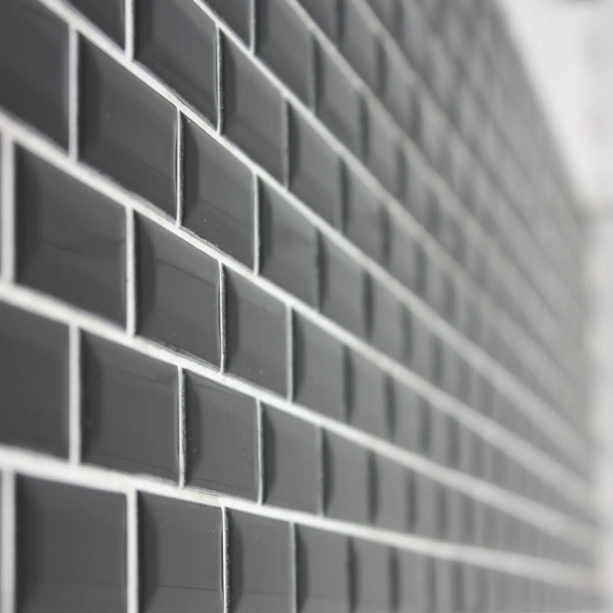 Shapes Mini Metro Bevel Gloss Black 30 x 30cm porcelain mosaic room setting
