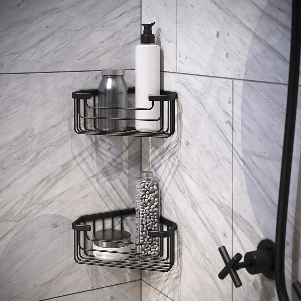 Gedy Deep Corner Basket in Black - Origins Living