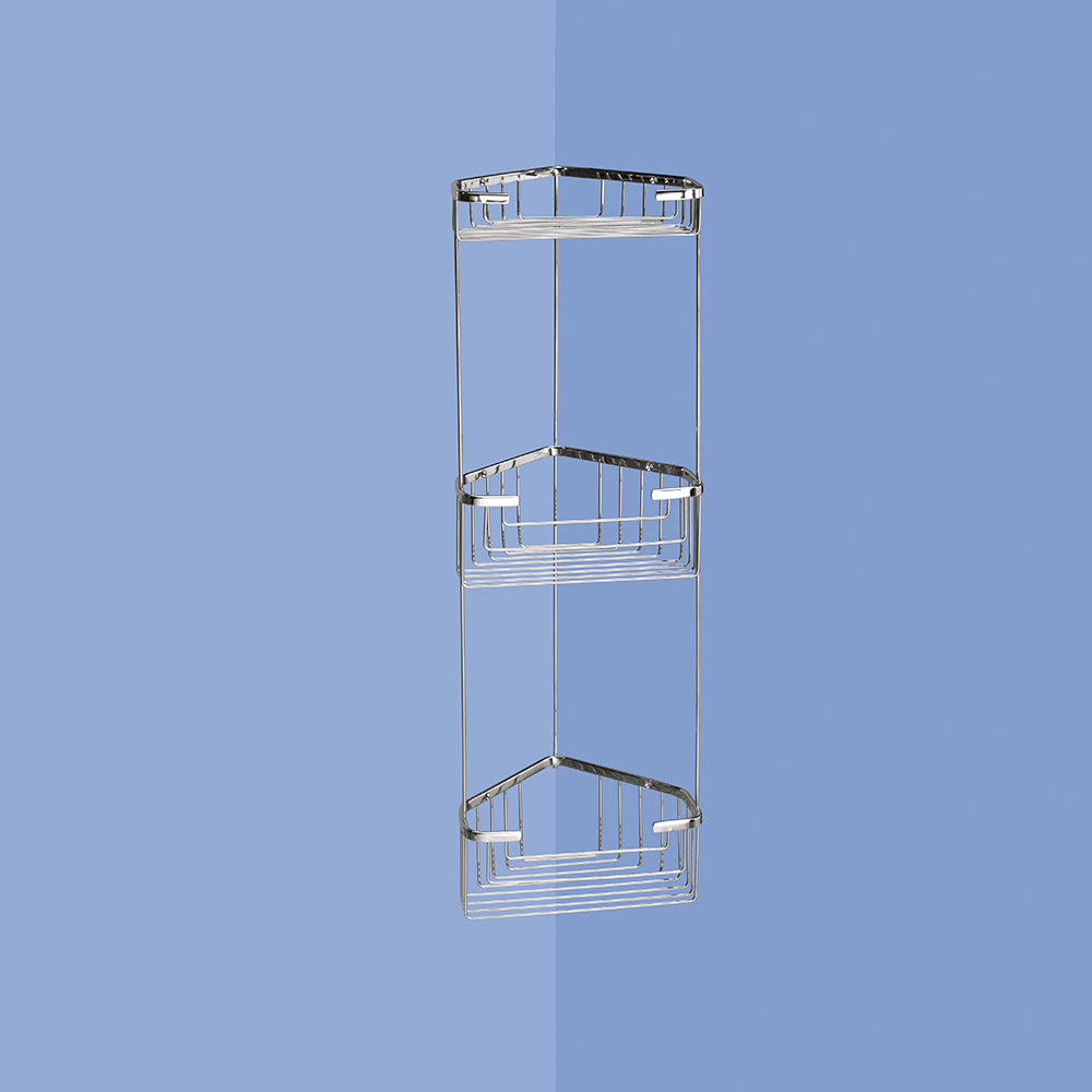 Gedy Triple Corner Basket in Chrome - Origins Living