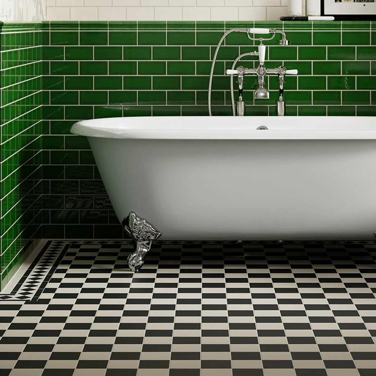 Winckelmans Unglazed White 10 x 10 x 14cm Triangle unglazed porcelain tile room setting