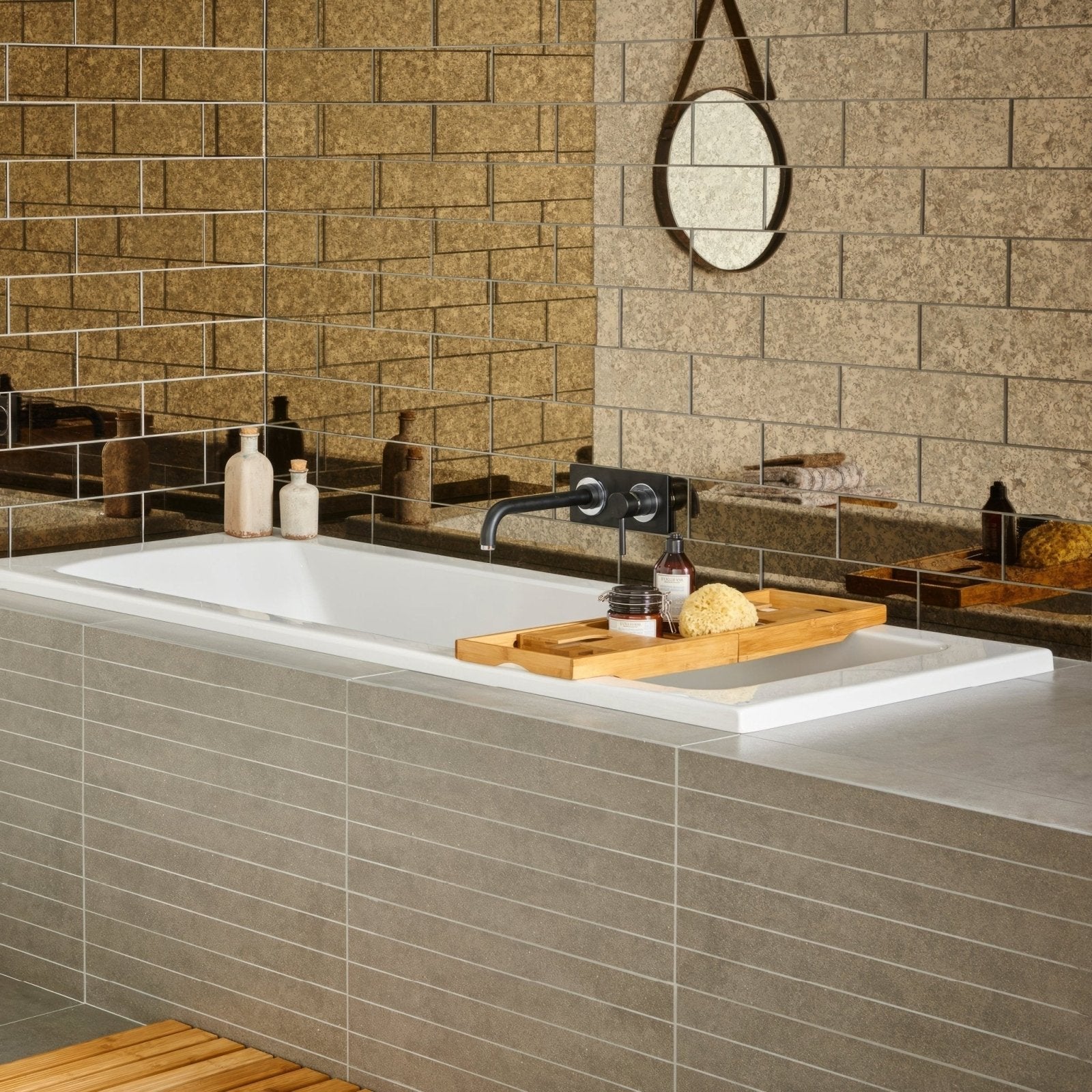 300mm Brick Antique Mirror Copper