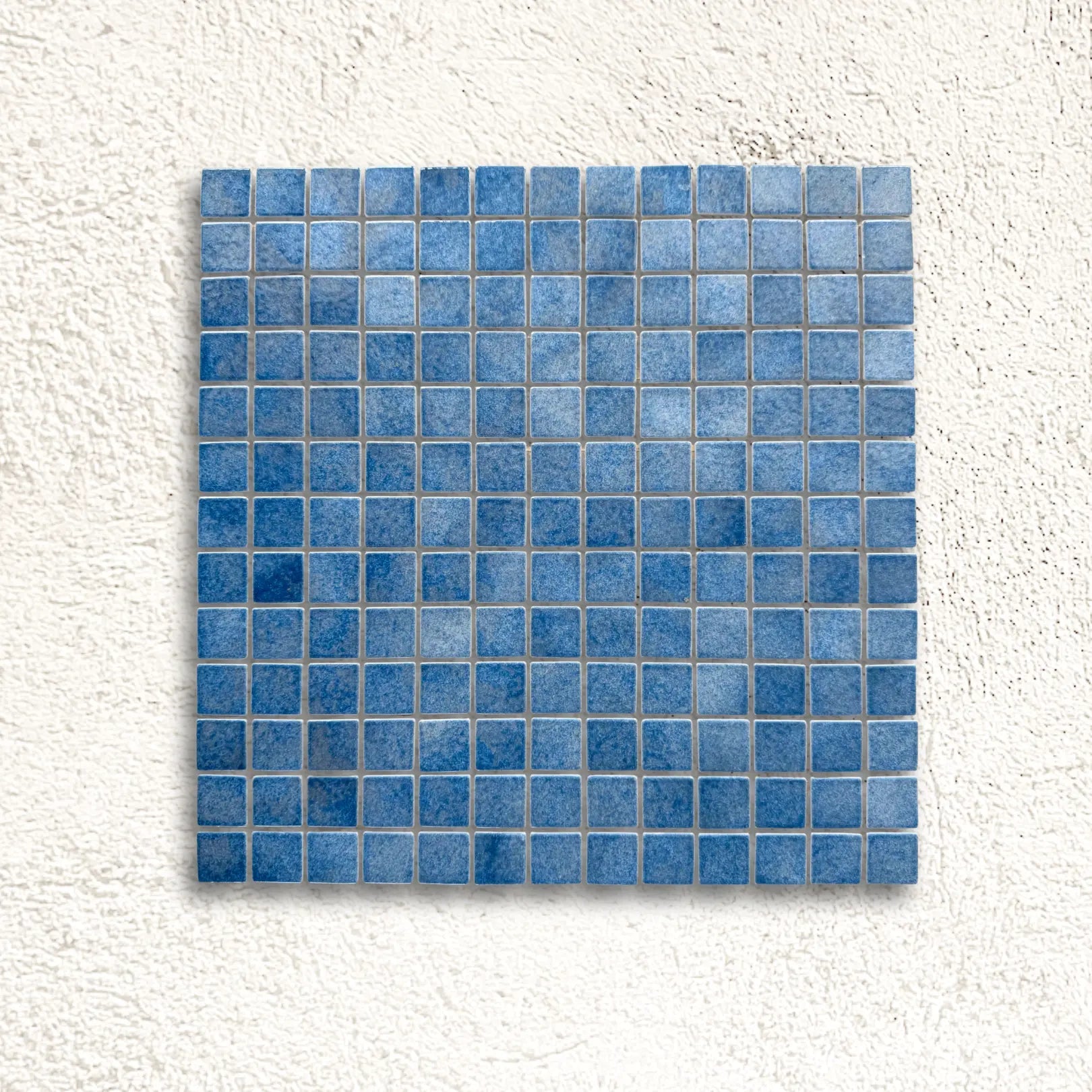 Harmonie Egee 25 x 25mm crystal porcelain mosaic sheet face in Aegean sea blue gloss
