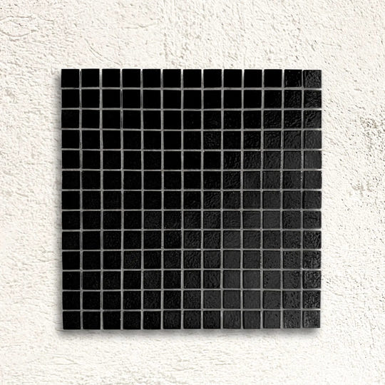 Harmonie Prunelle 25 x 25mm crystal porcelain mosaic sheet face in deep sloe purple gloss