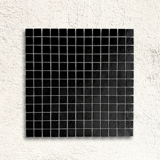 Harmonie Prunelle 25 x 25mm crystal porcelain mosaic sheet face in deep sloe purple gloss