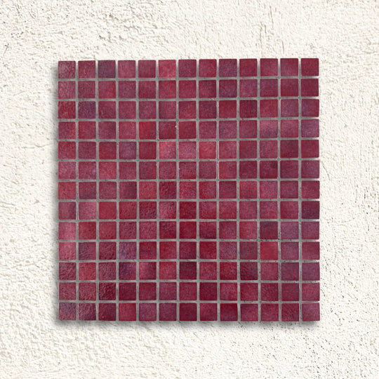 Harmonie Quetsche 25 x 25mm crystal porcelain mosaic sheet face in damson plum gloss