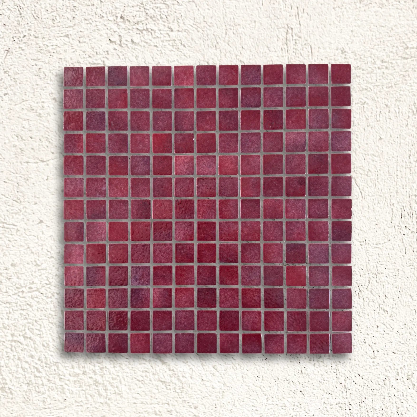 Harmonie Quetsche 25 x 25mm crystal porcelain mosaic sheet face in damson plum gloss