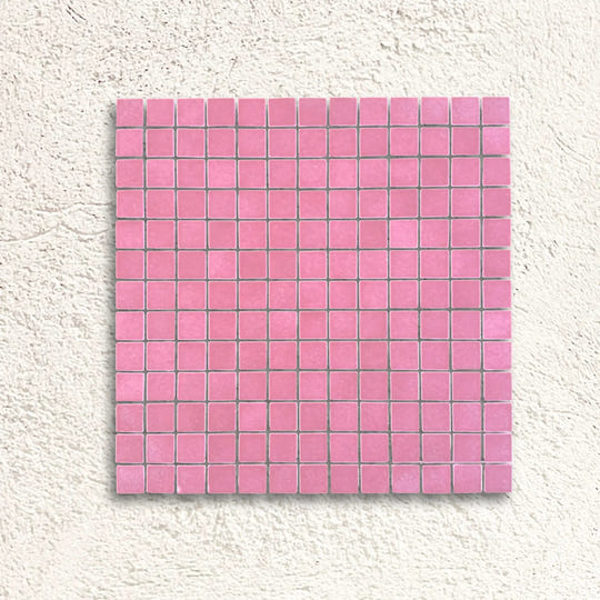 Harmonie Fuchsia 25 x 25mm crystal porcelain mosaic sheet face in vivid fuchsia pink gloss