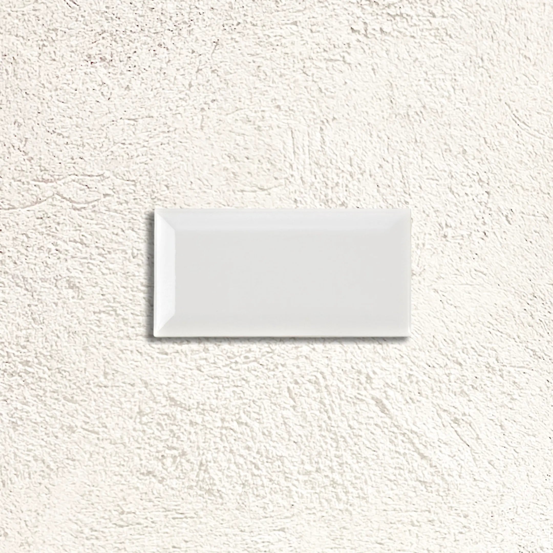 Metro White Gloss Bevelled 10 x 20cm glazed ceramic metro tile face