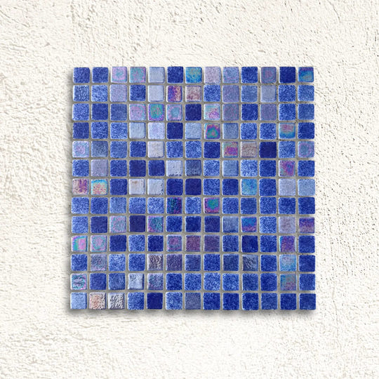 Niebla Mix-Iris Urola 33.3 x 33.3cm iridescent glass mosaic tile face