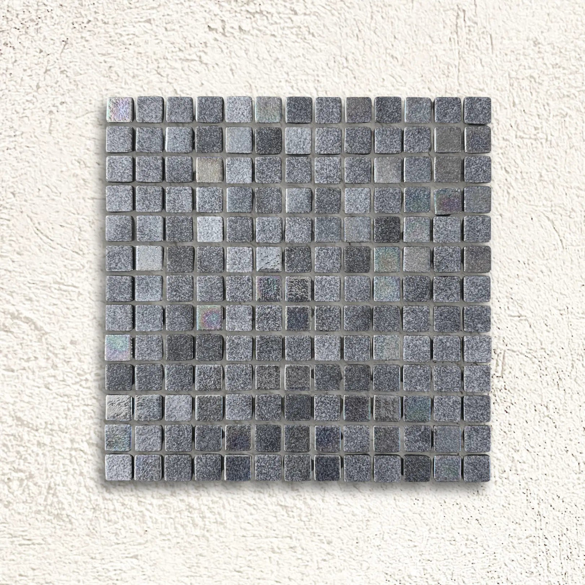 Niebla Mix-Iris Murray 33.3 x 33.3cm black grey iridescent glass mosaic tile face