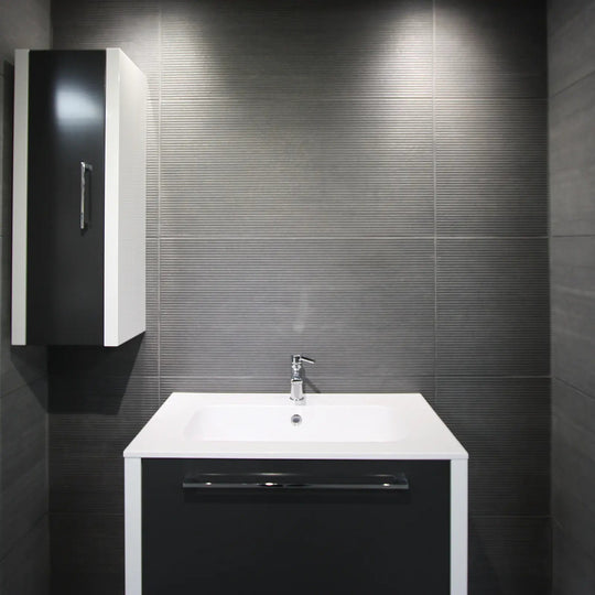 District Marengo Deco 45 x 90cm porcelain concrete effect patterned tile room setting