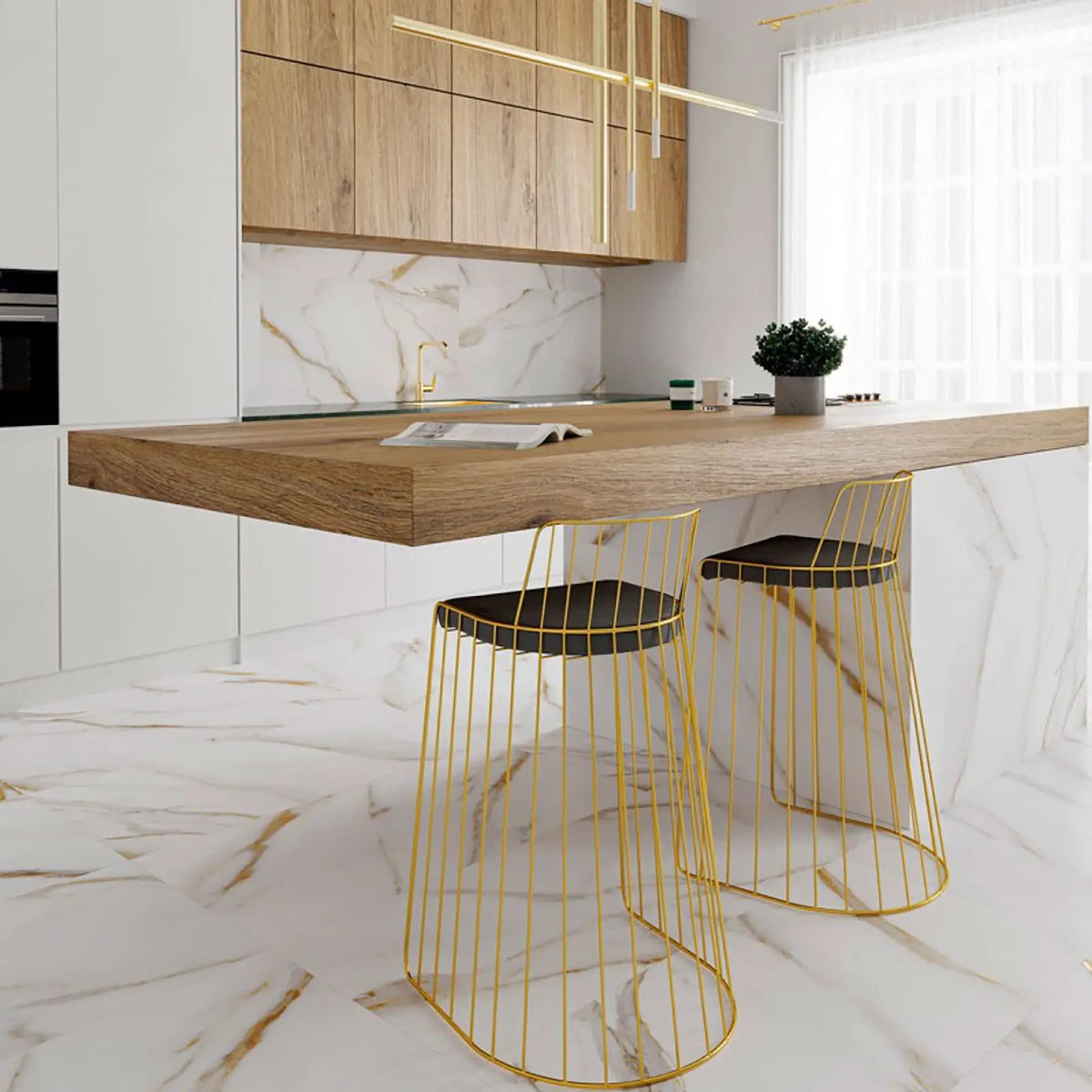 Calacatta Gold 32 x 62.5cm Porcelain Tile – detail view 4