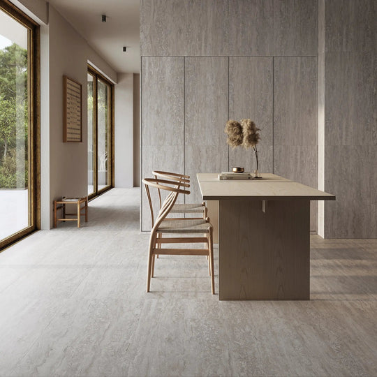 Palatino Silver 45 x 90cm stone effect porcelain tile room setting