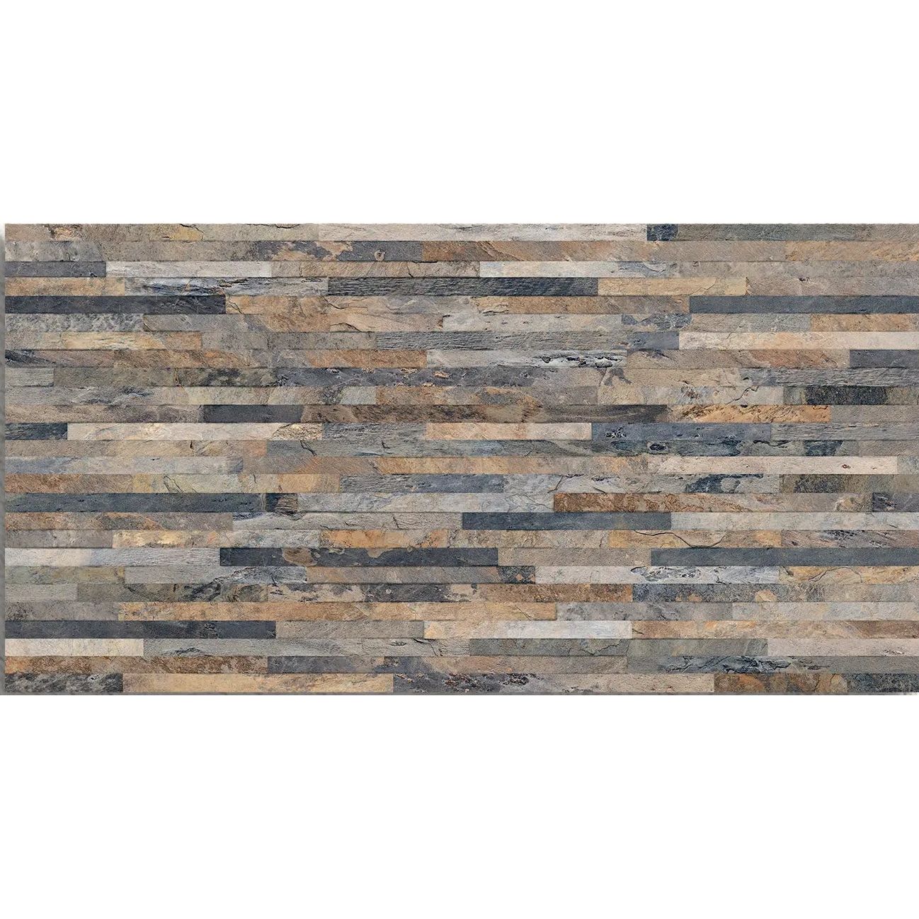 Ardesia Gris Muro 32x62.5cm stacked slate effect textured wall tile face detail