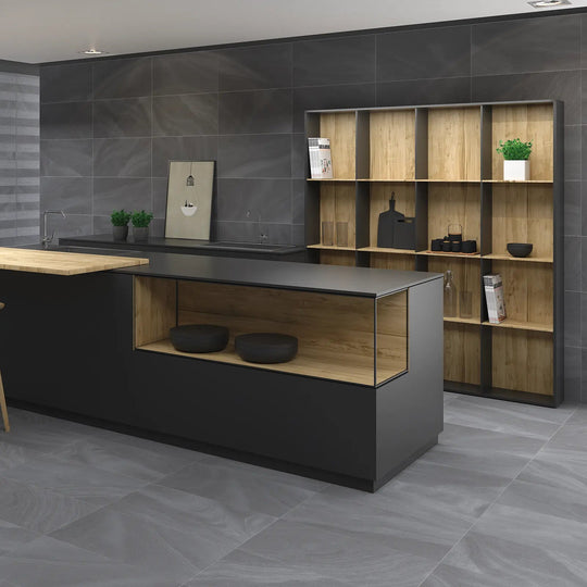 Austral Marengo 32 x 62.5cm stone effect porcelain tile room setting