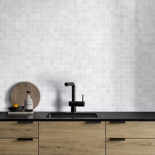 Austral Blanco Mosaic 30 x 30cm stone effect porcelain mosaic tile room setting