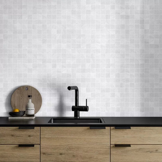 Austral Blanco Mosaic 30 x 30cm stone effect porcelain mosaic tile room setting