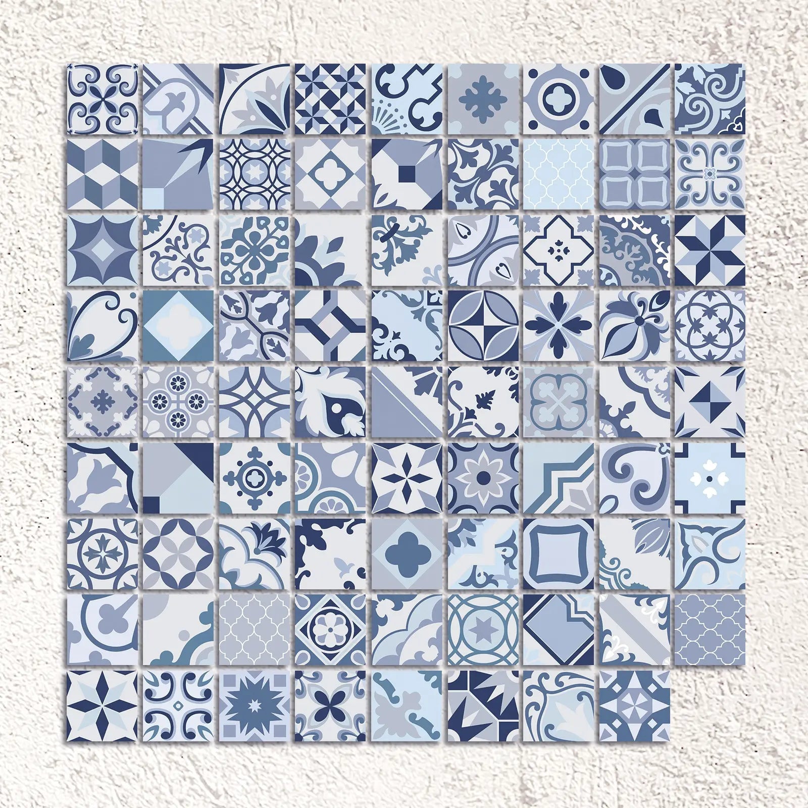 Lumier Taco Blue 16.5 x 16.5cm matt porcelain tile pattern detail