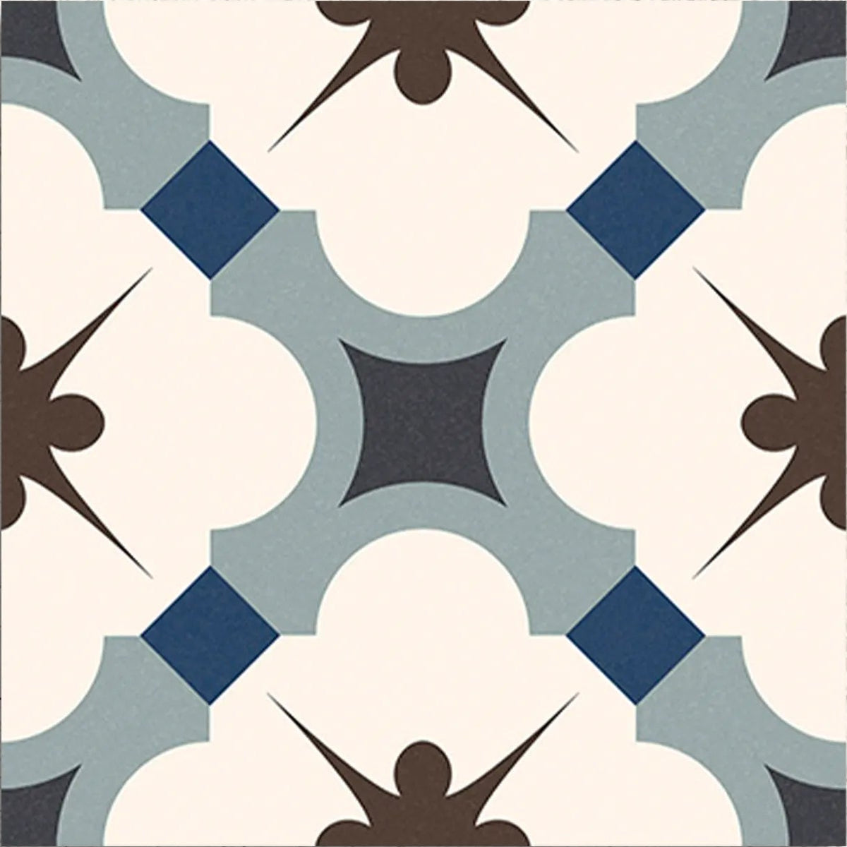 Grace Blue Taco 16.5 x 16.5cm glazed porcelain patterned tile face