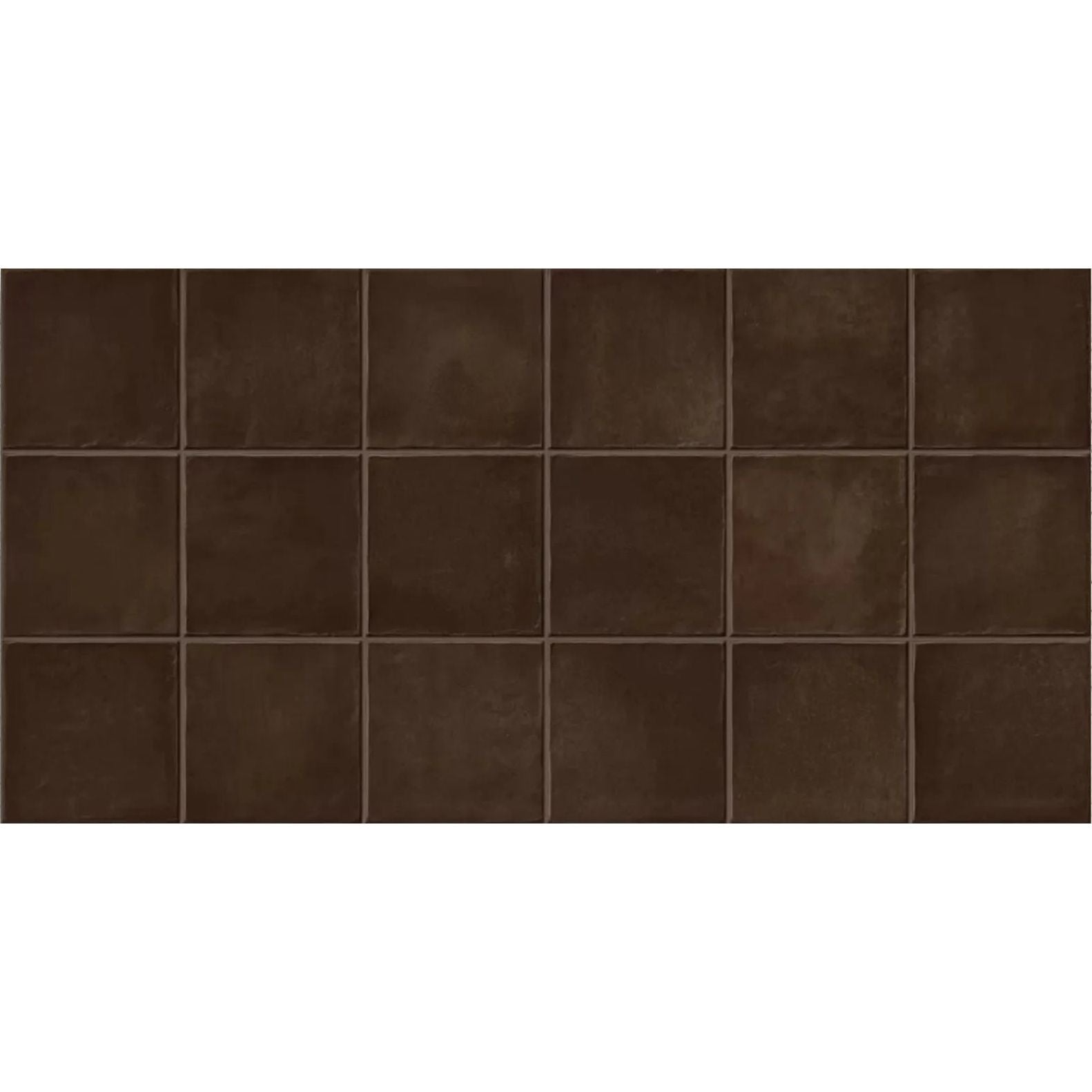 Dakota Chocolate gloss porcelain zellige-style wall tile, 32 x 62.5cm, tile face