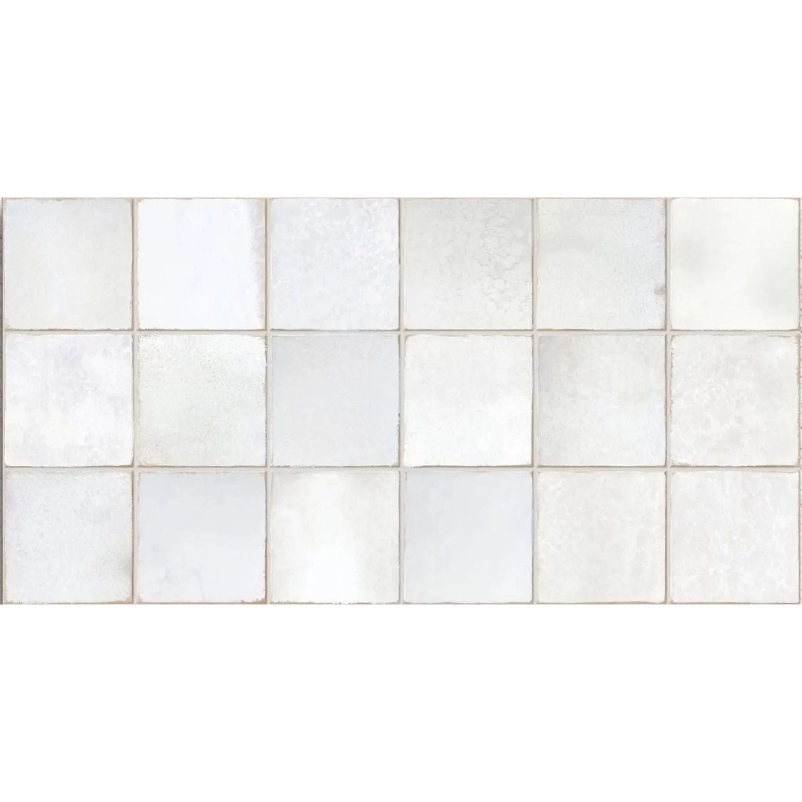 Dakota Pearl gloss porcelain zellige-style wall tile, 32 x 62.5cm, tile face