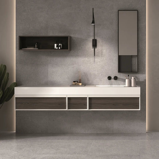 Flax Grey Light 30 x 60cm matt ceramic tile room setting