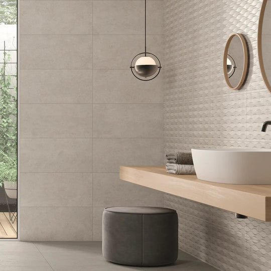 Flax Pearl Light LZ Decor 30 x 60cm matt ceramic decorative tile detail