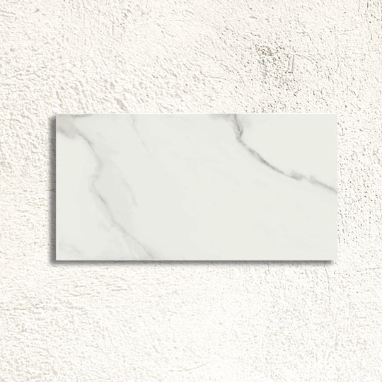 Lumiere White Satin 30 x 60cm glazed porcelain marble effect tile face