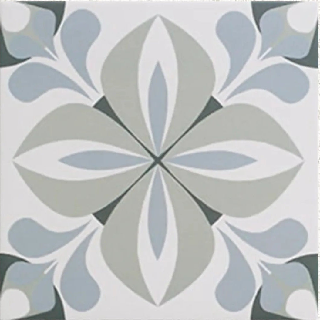 Belgravia Caen patterned porcelain tile face detail