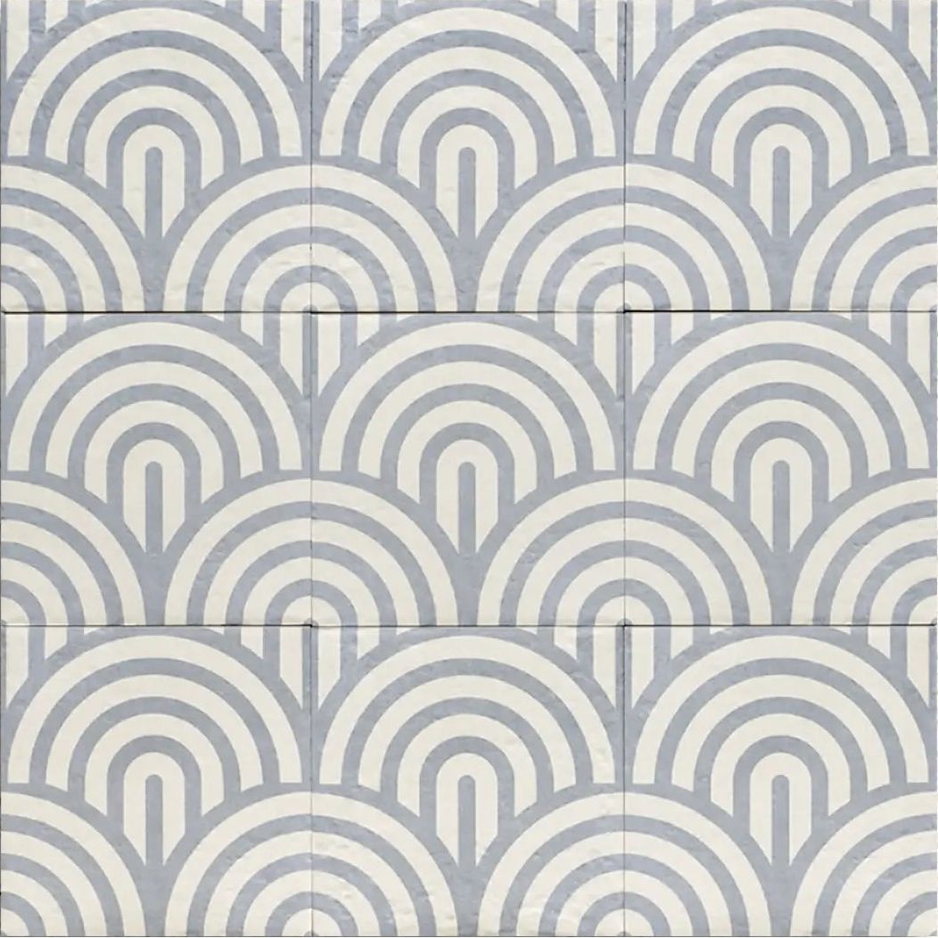 Tahoe Blue Decor Three 20x20cm patterned porcelain tile laid canvas view