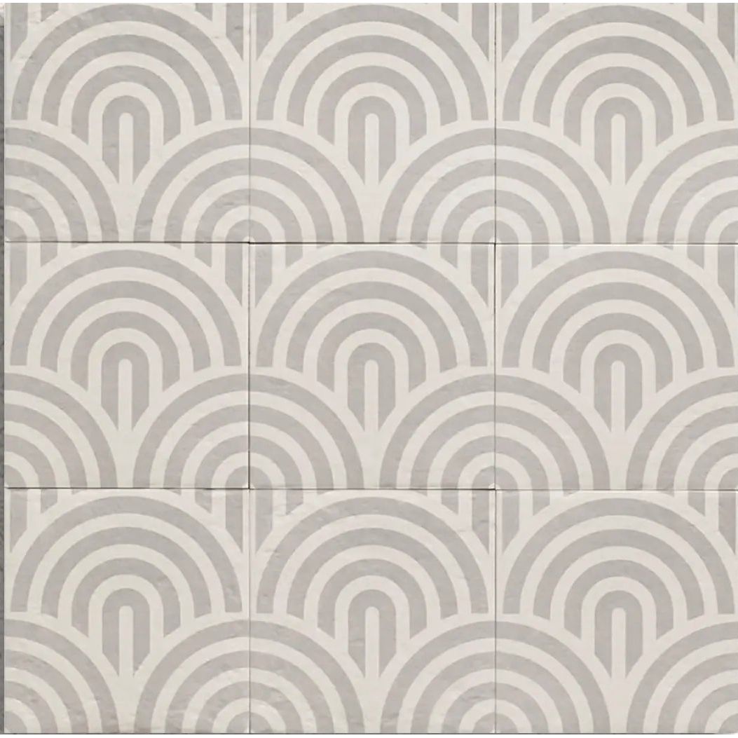 Tahoe Grey Decor Three 20x20cm patterned porcelain tile laid canvas view